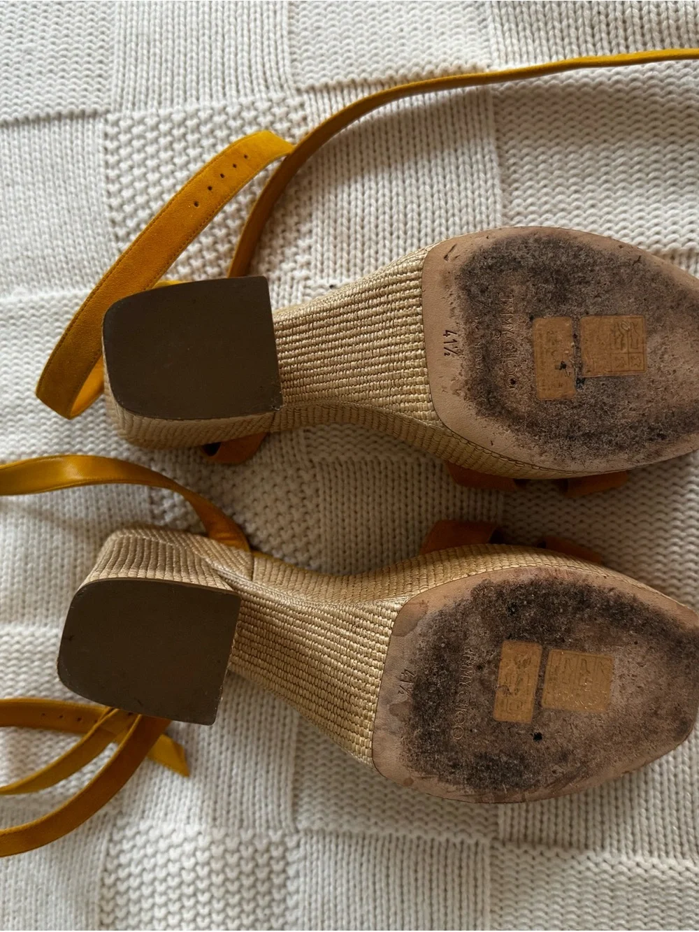 Jimmy Choo Mustard Suede Platform Sandals